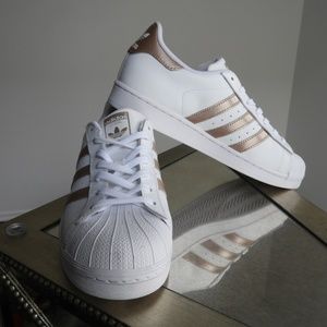 Adidas Superstars White/Rose Gold, NWOT, size 9